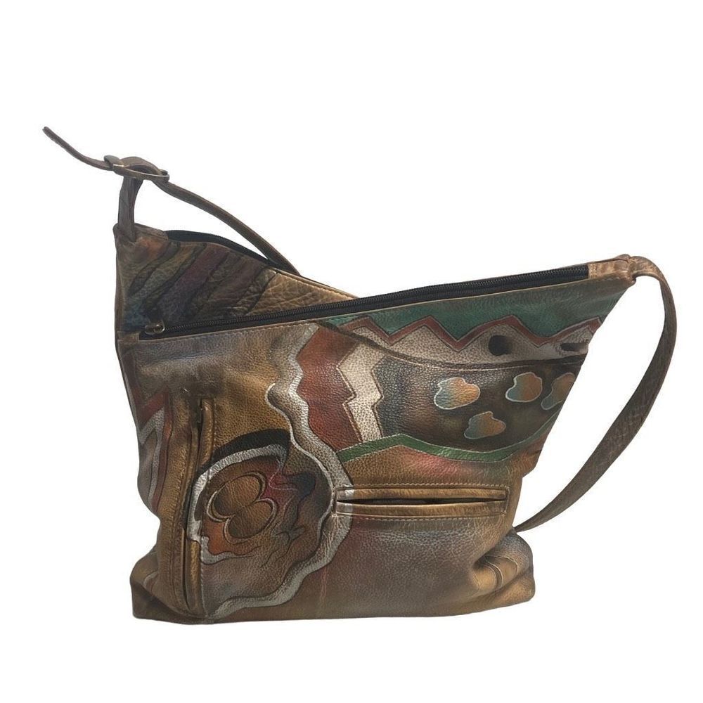 ANUSCHKA Women’s Aztec Style Handbag Multicolored Size 11X2.5X10.5 Genuine Leath